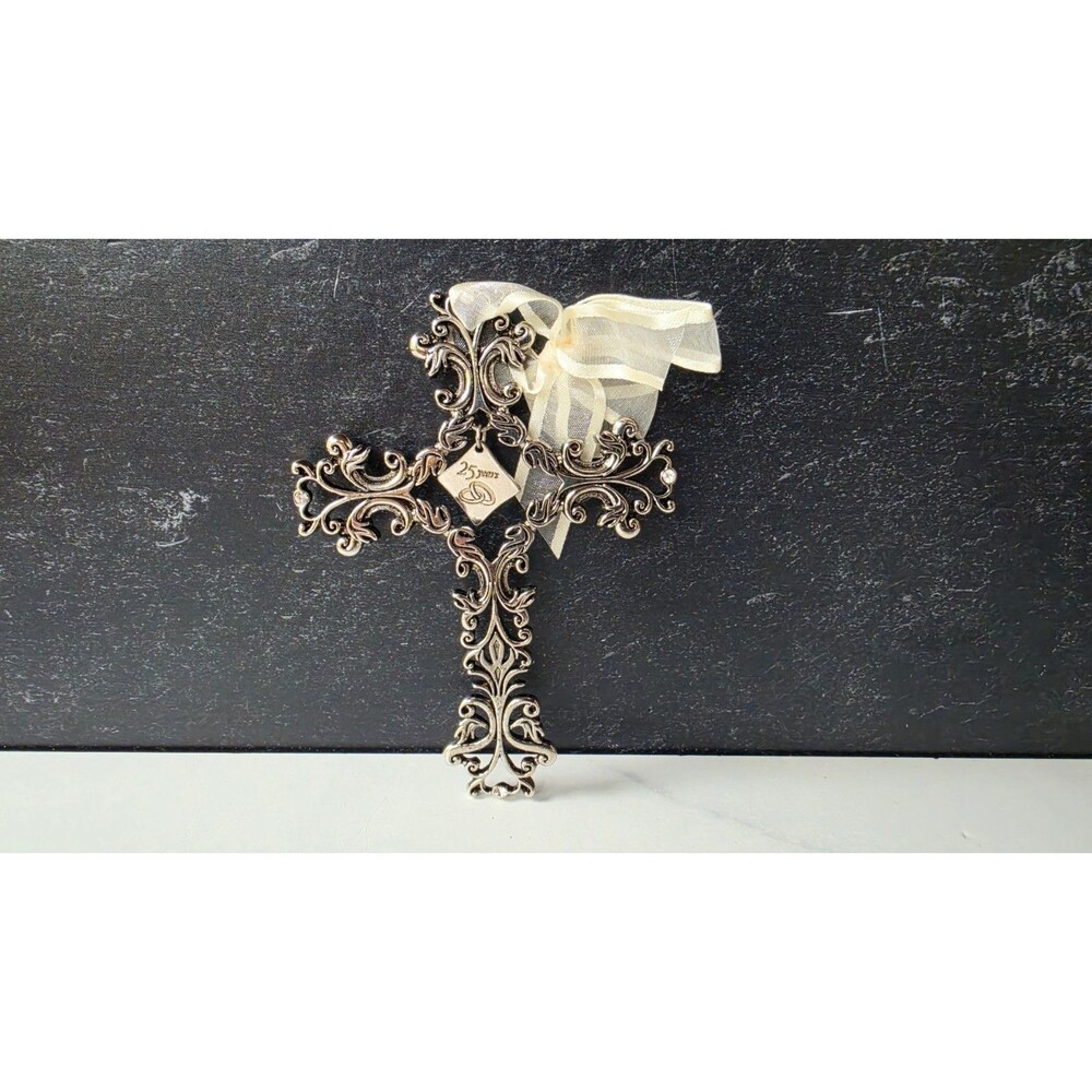 Camco Pewter 25 Year Anniversary Cross Ornament Vintage
